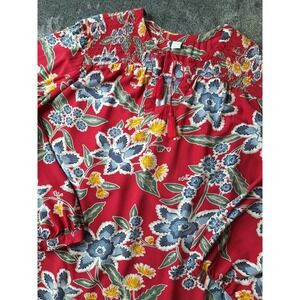 Old Navy Tie Tassel Peasant Blouse Womens XL Multi Floral Bold Boho Hippie Gypsy